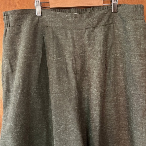 Ella Moss Olive Green Linen Blend Wide Leg Stretch Pull‎ On Pants Womens XL NWT - Picture 1 of 11